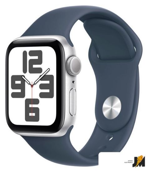 Изображение Умные часы Watch SE 2 40 мм (алюминиевый корпус, серебристый/грозовой синий, спортивный силиконовый ремешок M/L)