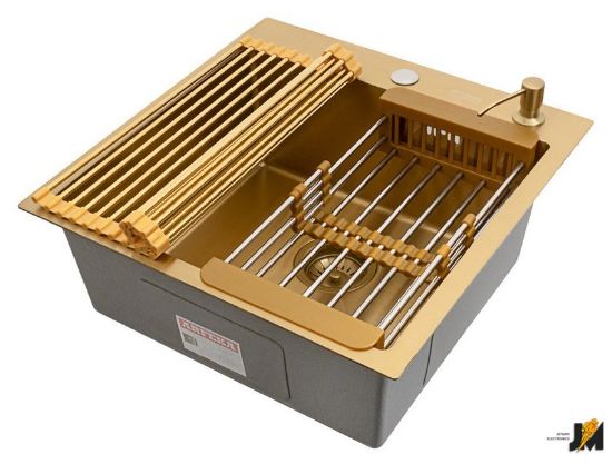 Изображение Кухонная мойка ECO AR мойка 500*500, коландер, роллер-мат, дозатор Gold
