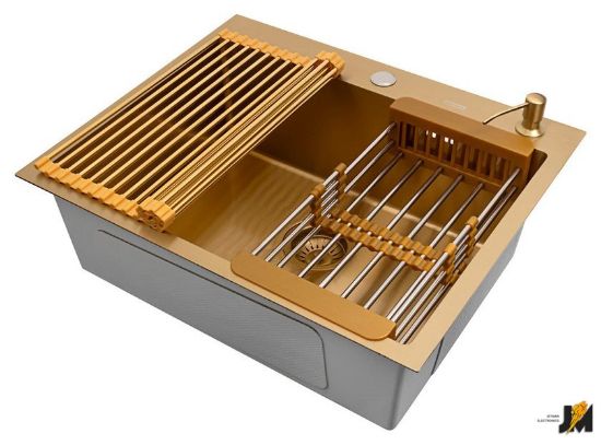 Изображение Кухонная мойка ECO AR мойка 600*500, коландер, роллер-мат, дозатор Gold